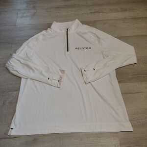 Rhone x Peloton Mens White Quarter Zip Pullover Performance Shirt SU121-HLF-ZIP